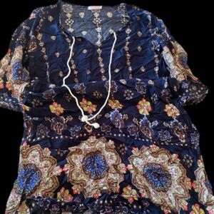 Patterned Navy Women's Dress or Tunic - Boho Style